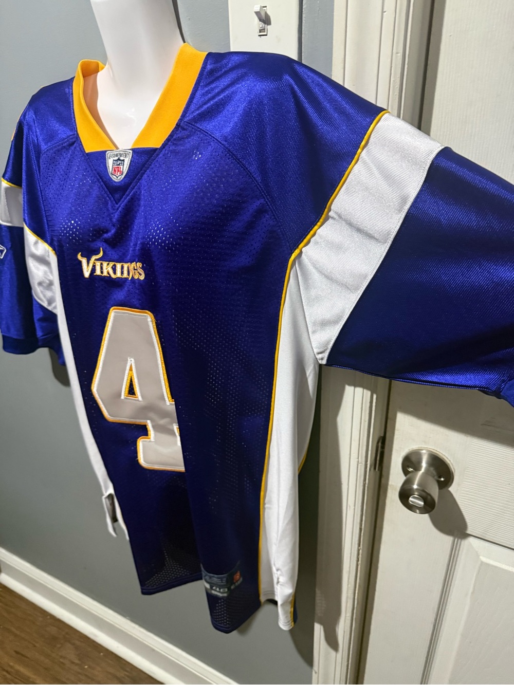 Brett Favre Reebok NFL On Field Minnesota Vikings #4 Sewn Jersey 2009 Size 48 XL